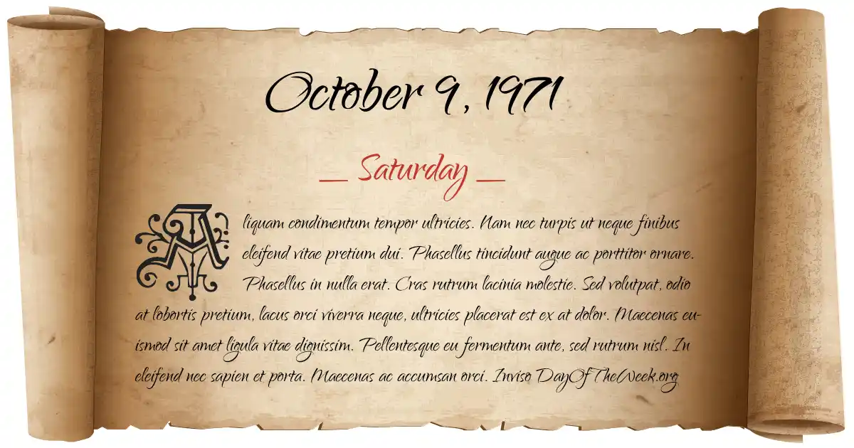 October 9, 1971 date scroll poster