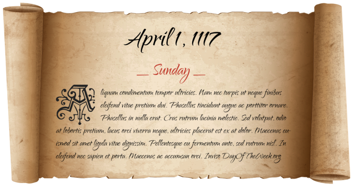 Sunday April 1, 1117