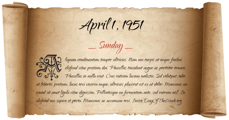 Sunday April 1, 1951