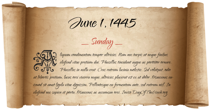 Sunday June 1, 1445