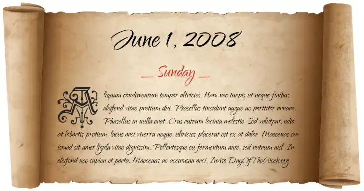 Sunday June 1, 2008