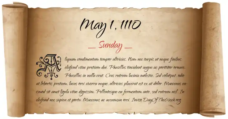 Sunday May 1, 1110