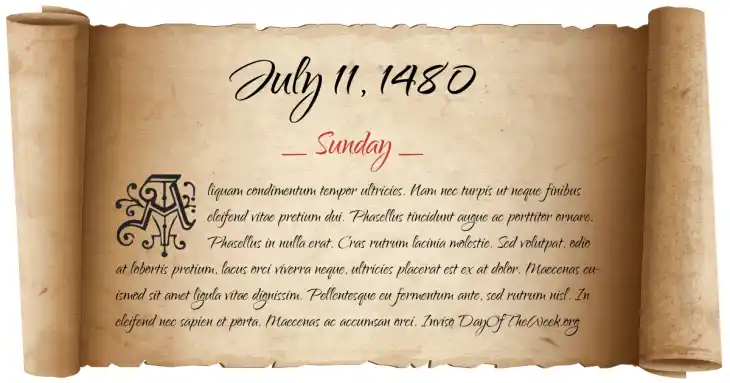 Sunday July 11, 1480