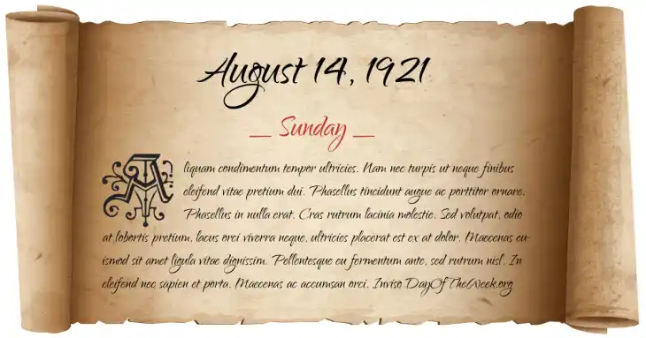 Sunday August 14, 1921