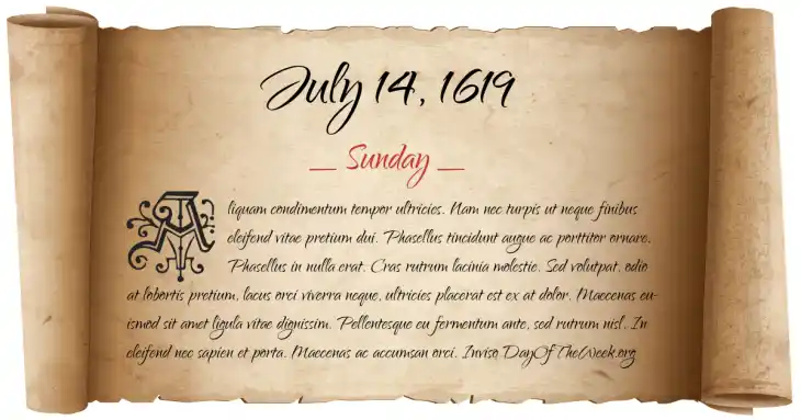 Sunday July 14, 1619