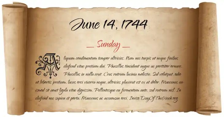 Sunday June 14, 1744