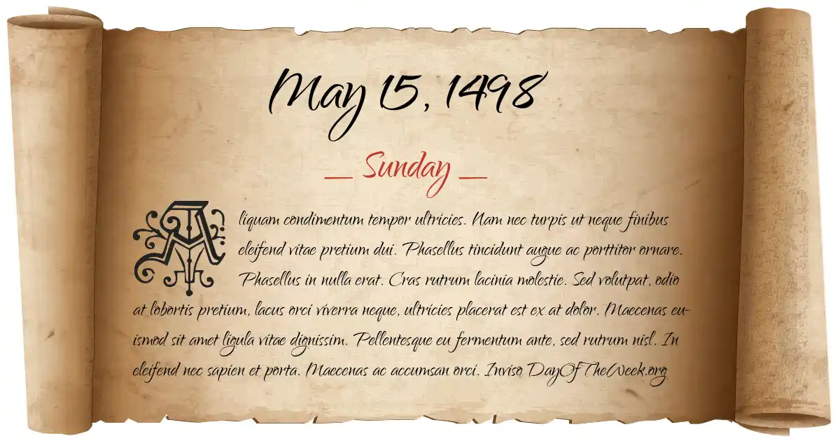 May 15, 1498 date scroll poster