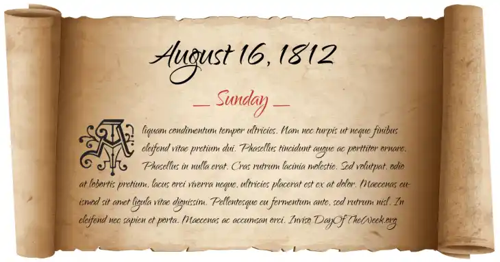Sunday August 16, 1812