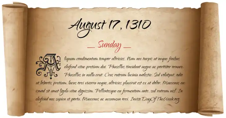 Sunday August 17, 1310