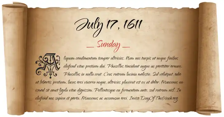 Sunday July 17, 1611