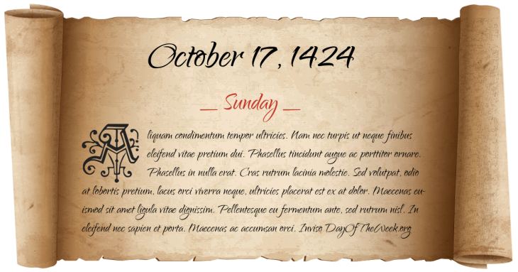Sunday October 17, 1424