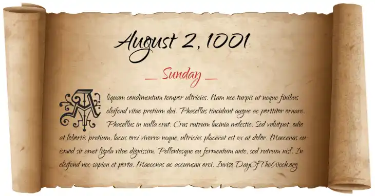 Sunday August 2, 1001