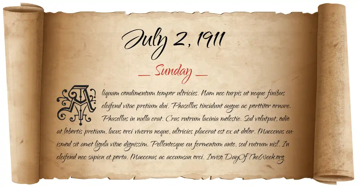 July 2, 1911 date scroll poster
