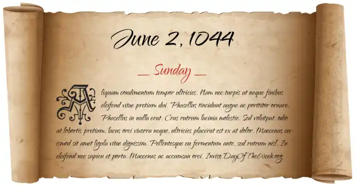 Sunday June 2, 1044