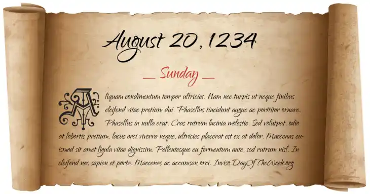 Sunday August 20, 1234