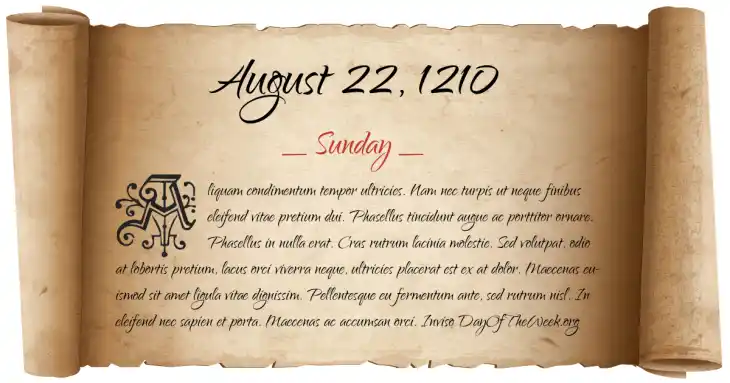 Sunday August 22, 1210