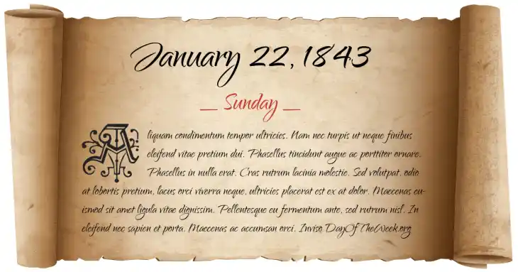 Sunday January 22, 1843