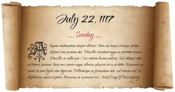 Sunday July 22, 1117