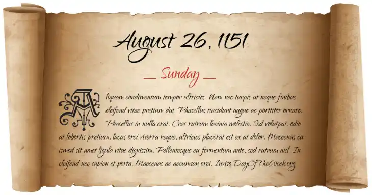 Sunday August 26, 1151