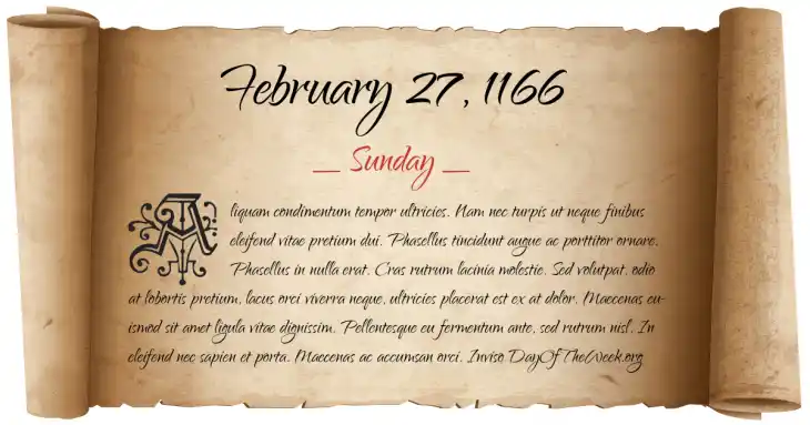 Sunday February 27, 1166