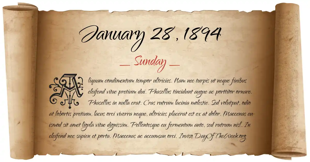 January 28, 1894 date scroll poster