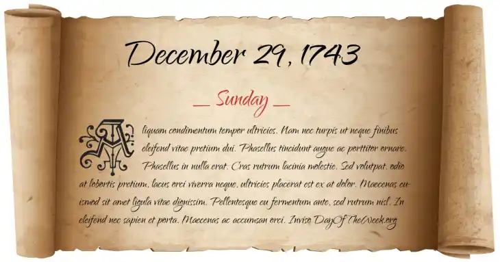 Sunday December 29, 1743