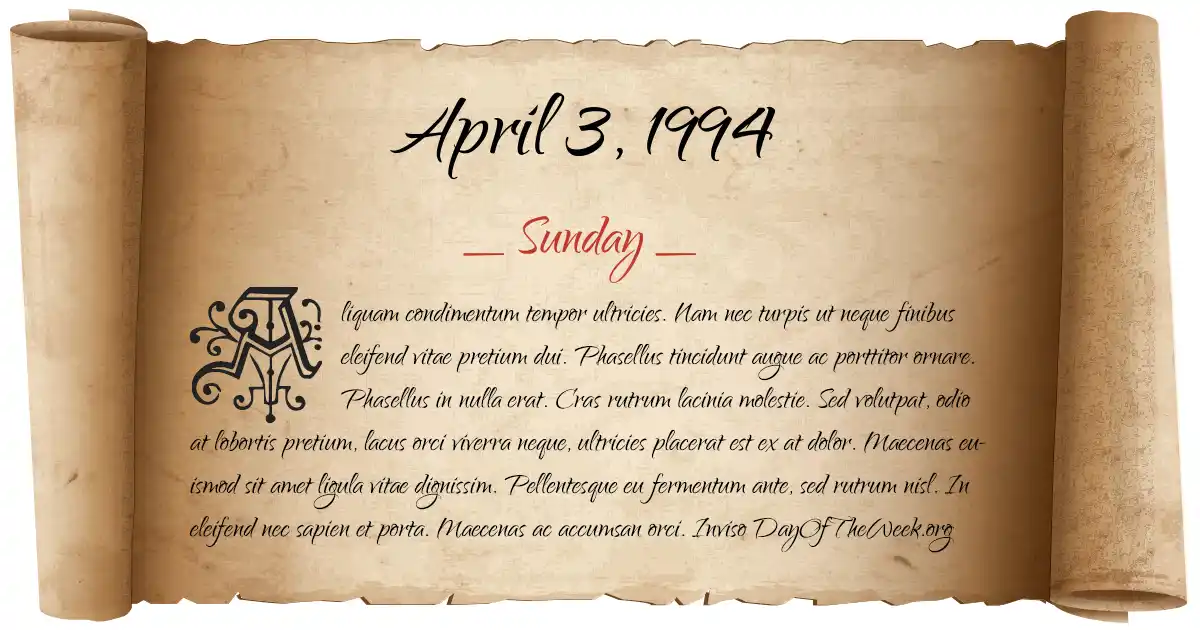 April 3, 1994 date scroll poster