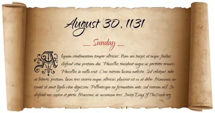 Sunday August 30, 1131