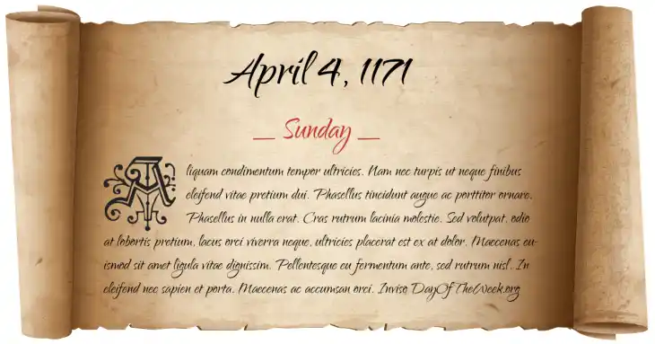 Sunday April 4, 1171