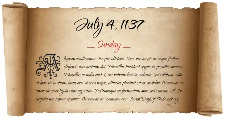 Sunday July 4, 1137