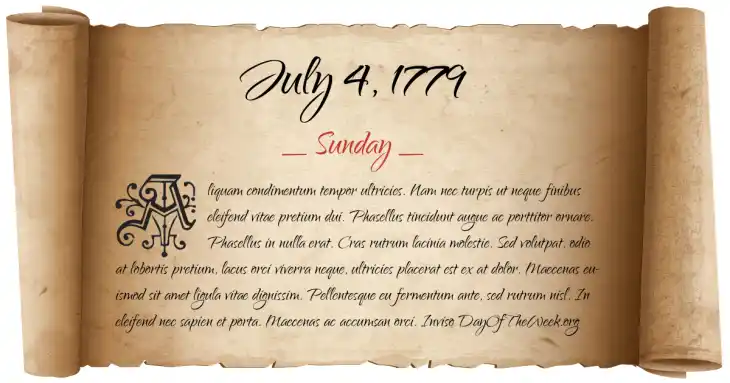 Sunday July 4, 1779