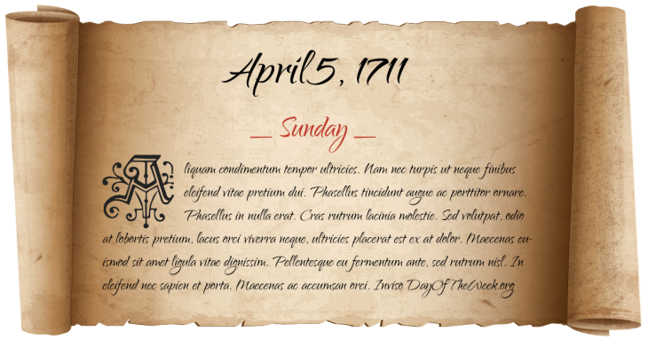 Sunday April 5, 1711