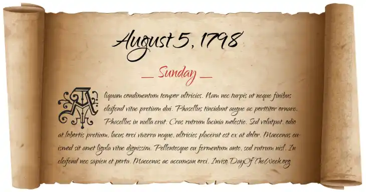 Sunday August 5, 1798