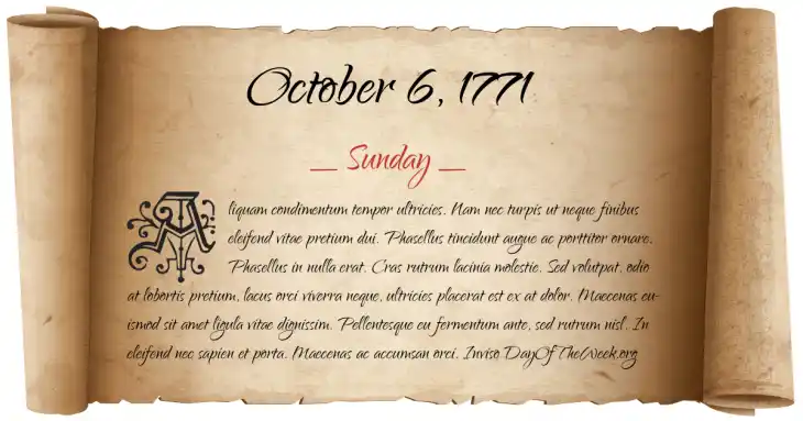 Sunday October 6, 1771