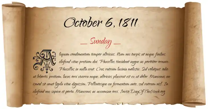 Sunday October 6, 1811