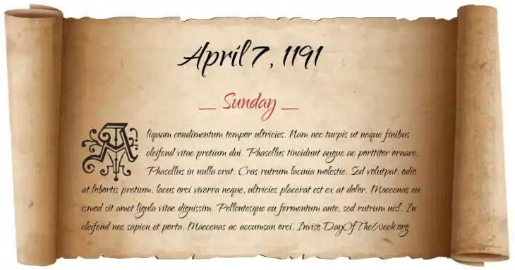 Sunday April 7, 1191