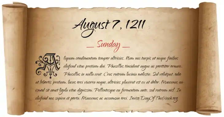 Sunday August 7, 1211