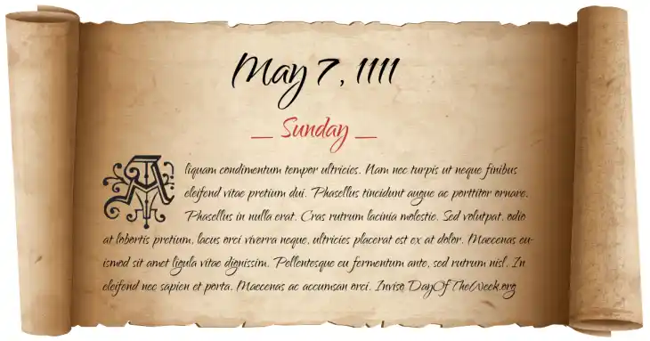 Sunday May 7, 1111