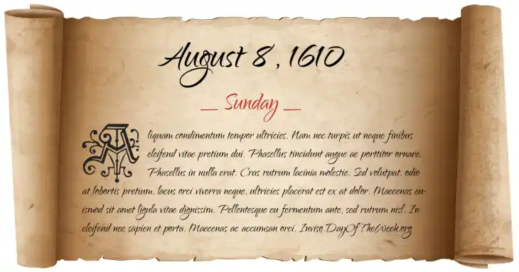 Sunday August 8, 1610