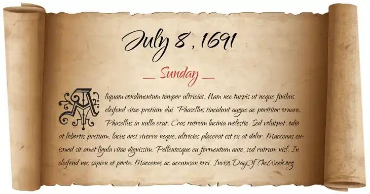 Sunday July 8, 1691