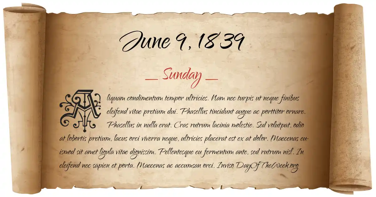 June 9, 1839 date scroll poster