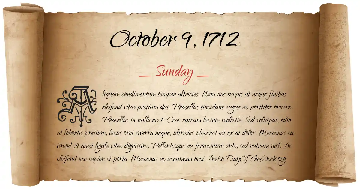 October 9, 1712 date scroll poster