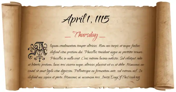 Thursday April 1, 1115