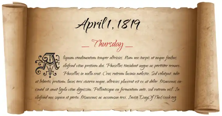 Thursday April 1, 1819