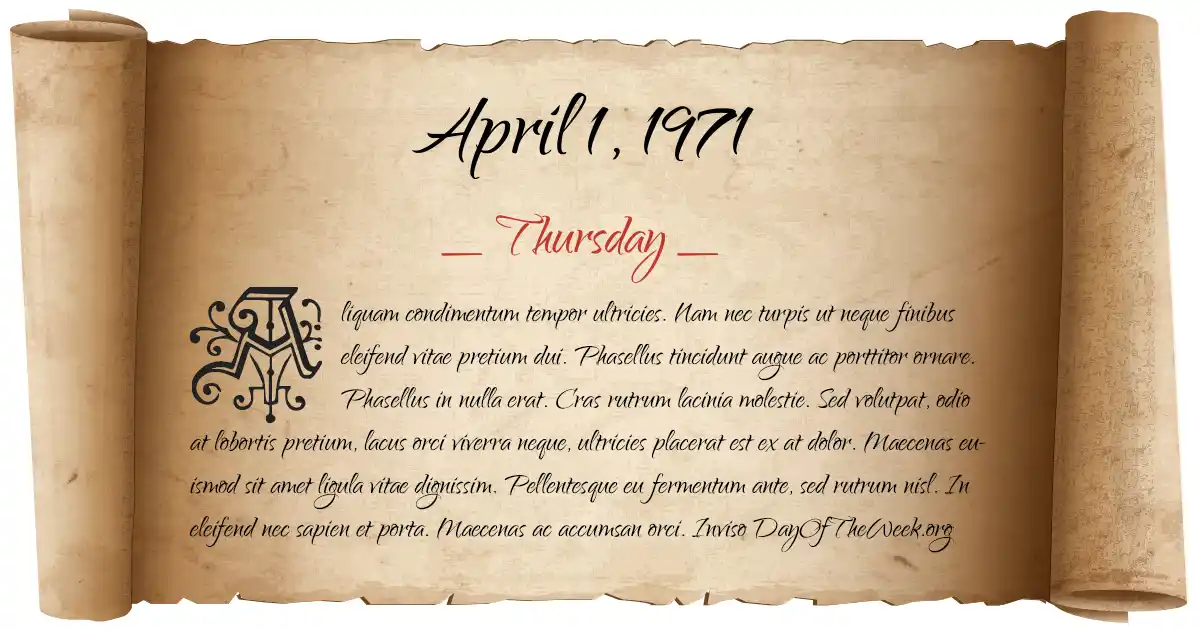 April 1, 1971 date scroll poster