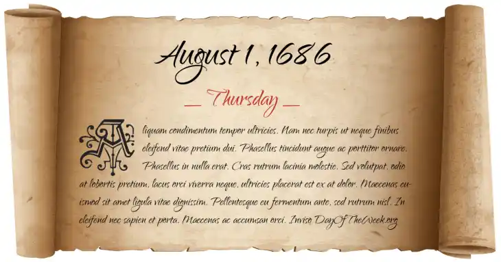 Thursday August 1, 1686