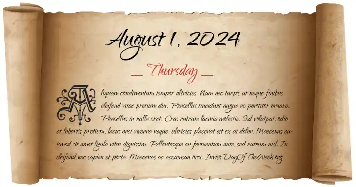 Thursday August 1, 2024