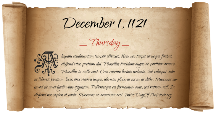 Thursday December 1, 1121