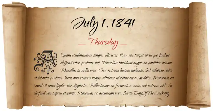 Thursday July 1, 1841