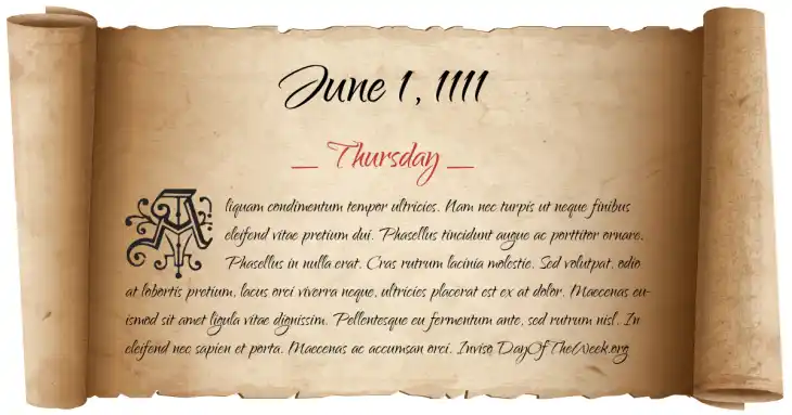 Thursday June 1, 1111